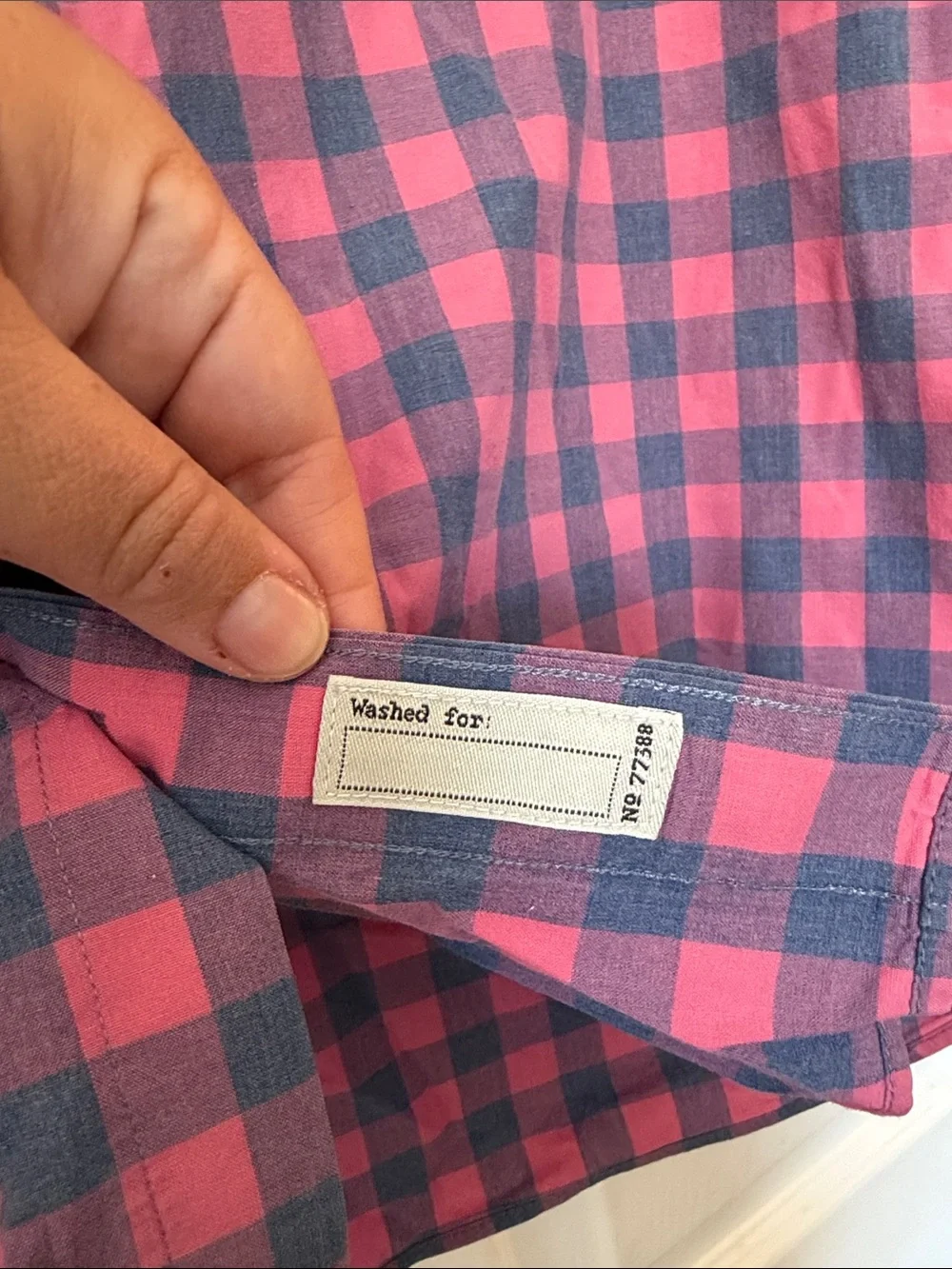 J. CREW Men's Pink and Blue Gingham Short-Sleeve Button Up Shirt
